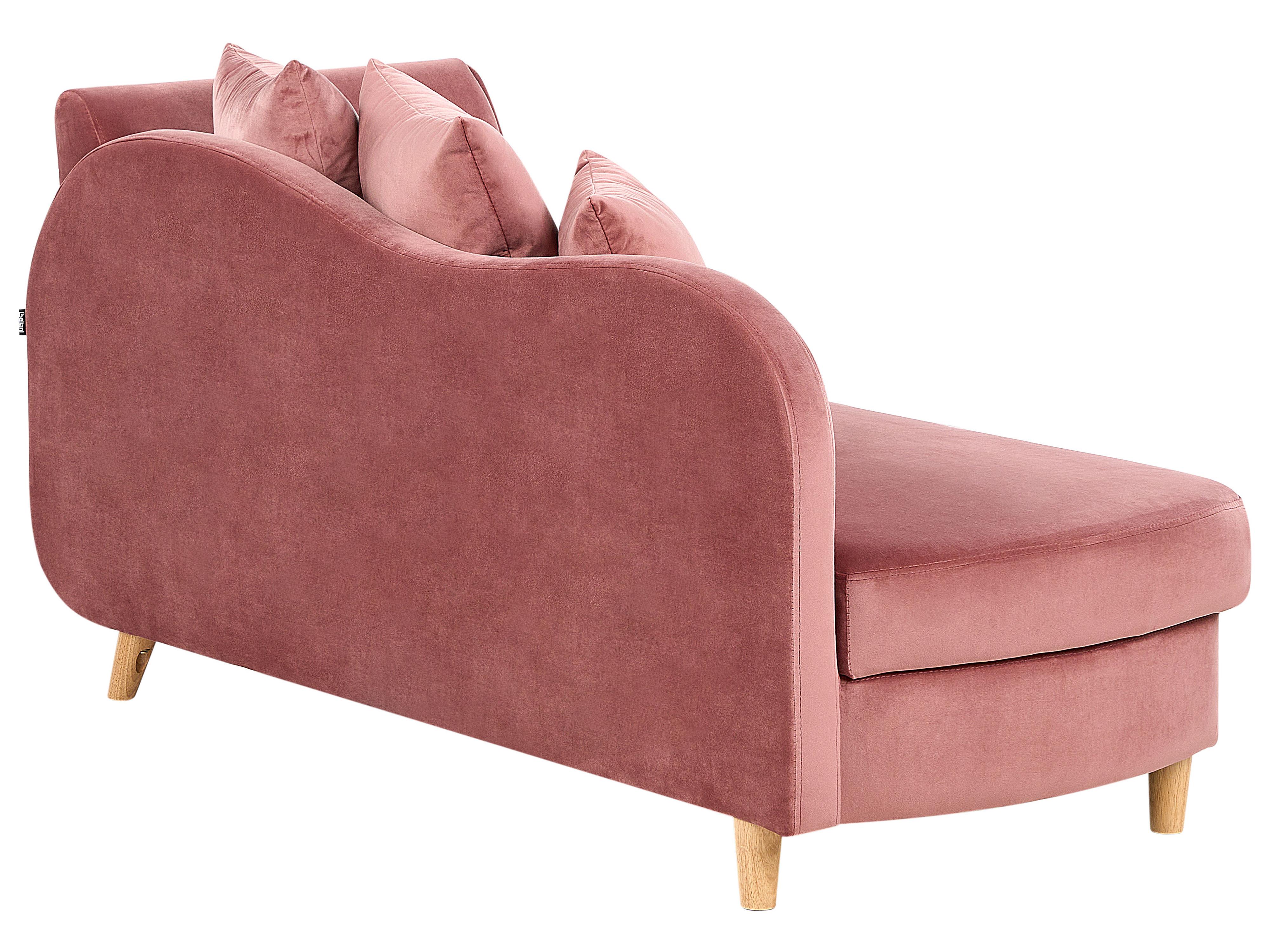 Rechtszijdige chaise longue MERI Fluweel Roze met opbergruimte