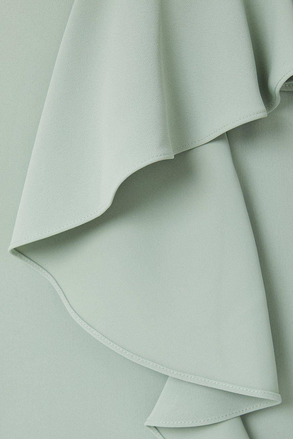 Wallis Robe Crayon Ajustée en Crêpe à Volants
