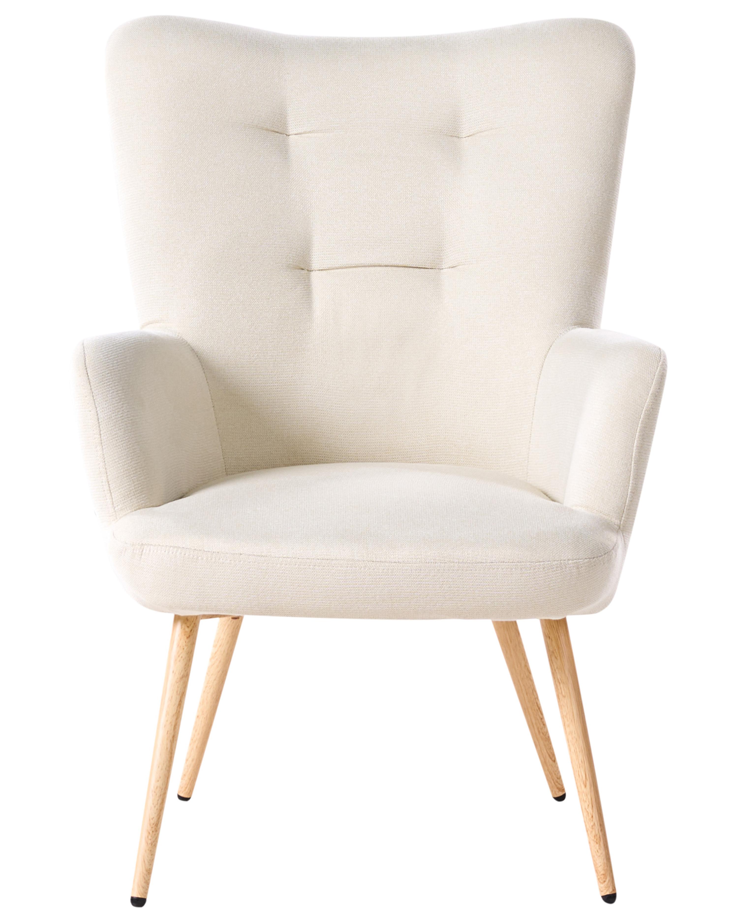 Oorfauteuil VEJLE met voetenbank Stof Lichtbeige