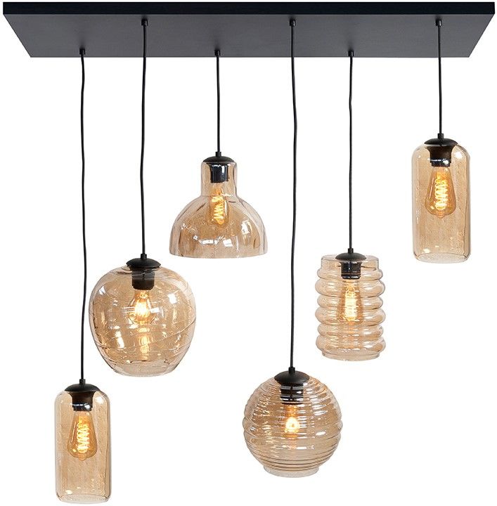 Hanglamp Goud Amberglas Fantasy B100 x D35 cm