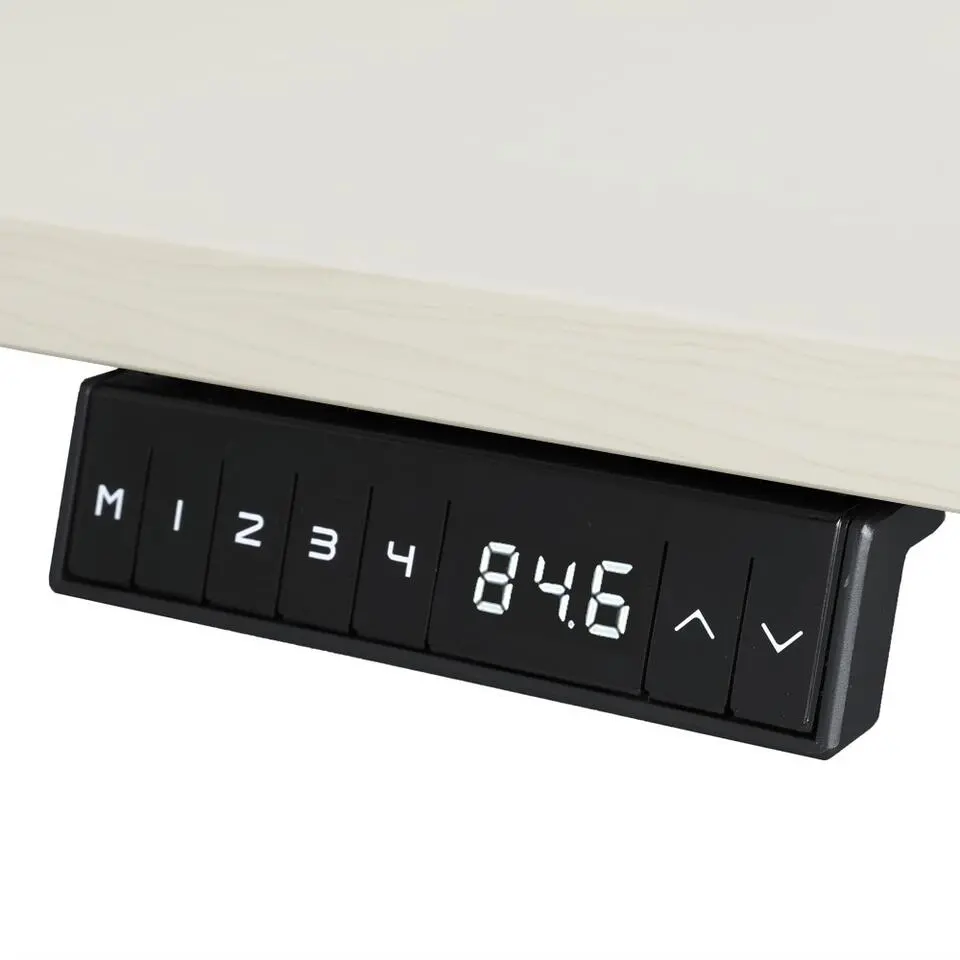 Elektrisch verstelbaar bureau - 160x80 cm - Single motor - Wit / Licht eiken