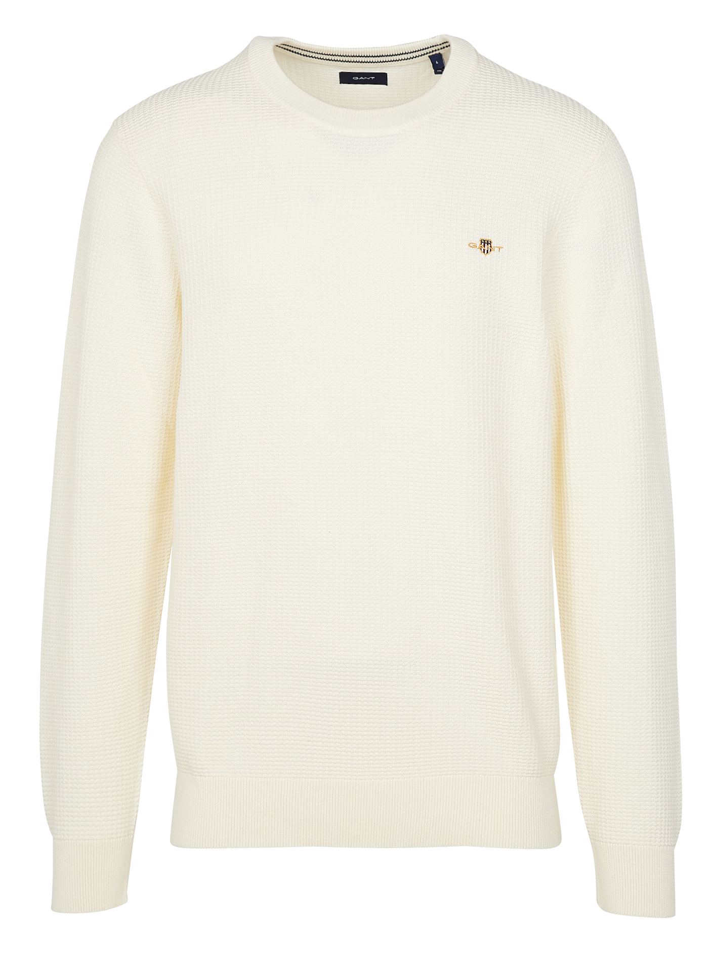 Pull rond regular-fit brodé en coton | Blanc