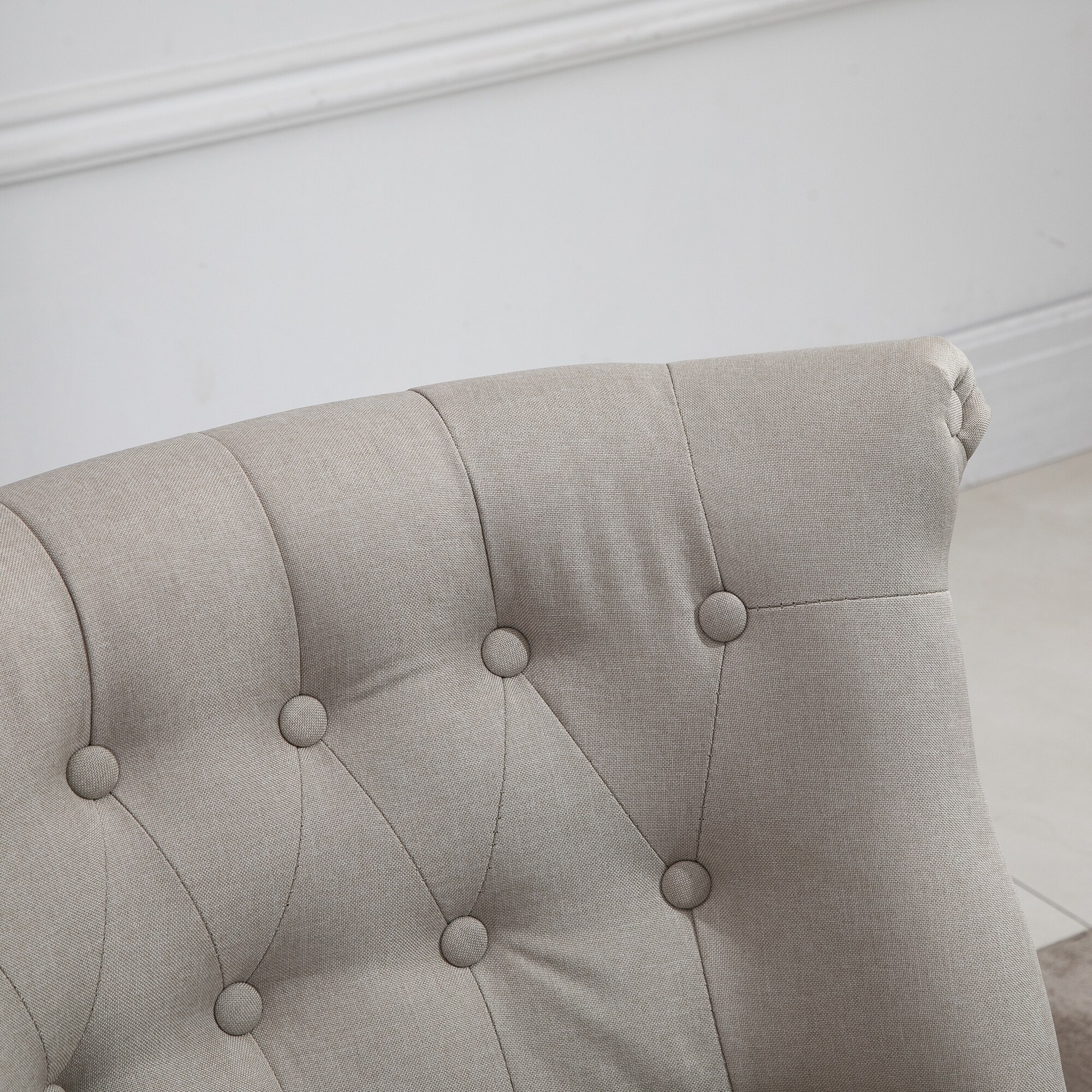 HOMCOM Polstersessel mit Knopfdesign beige, schwarz 67 x 67 x 78 cm (LxBxH)