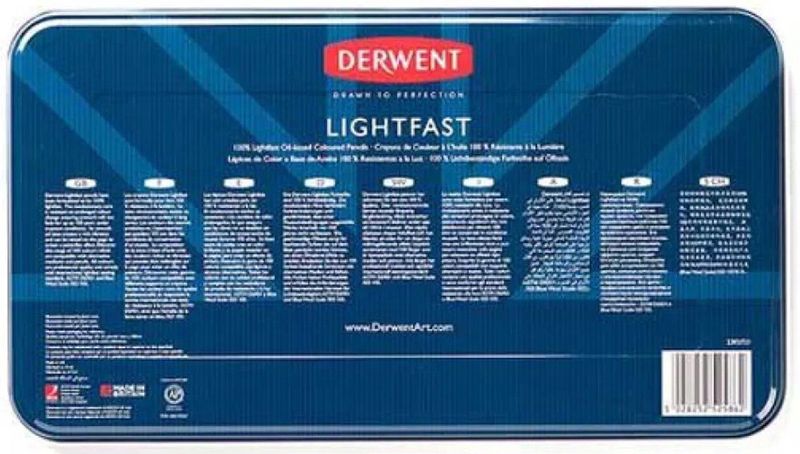 Derwent - Lightfast - Potlodenset - Blik - Set van 36 - Ronde Kern 4mm - Premium Kernsterkte