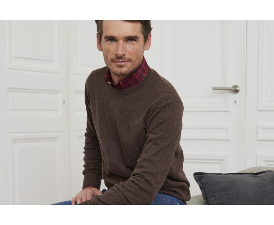 Pull col rond homme laine Marron Brun - CONAN