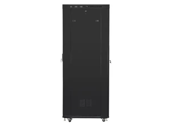 Lanberg FF01 series V2 - Rack kabinet - flad pakke, LCD, med netdør, 600x1000 - med 6 køleblæsere - fritstående - RAL 9004, sort - 42U - 19