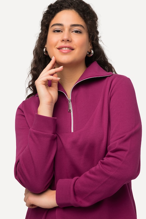 Sweatkleid, Troyerkragen, Reißverschluss, Langarm