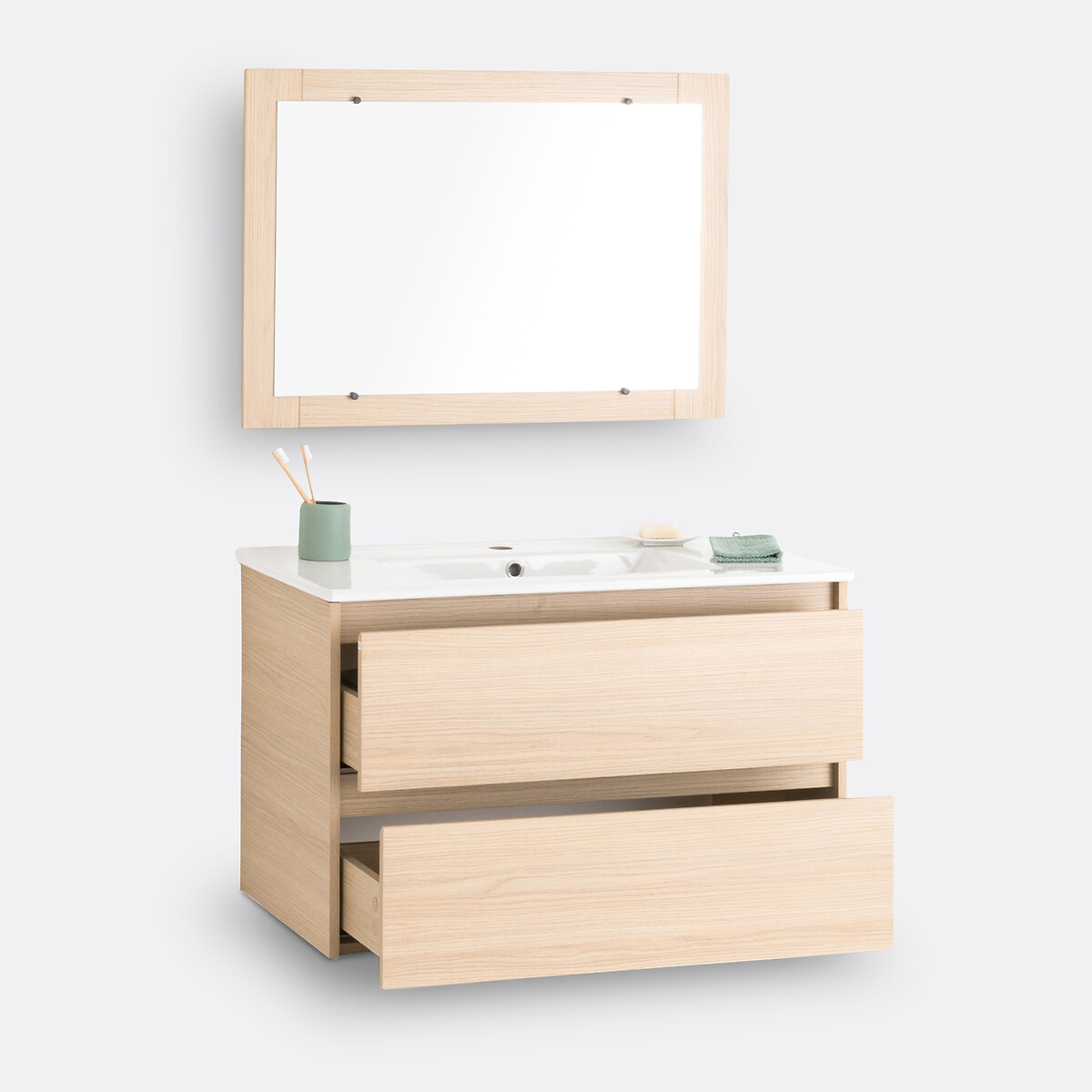 LA REDOUTE INTERIEURS<br>Móvel de parede para lavatório + espelho L80 cm, Nirio