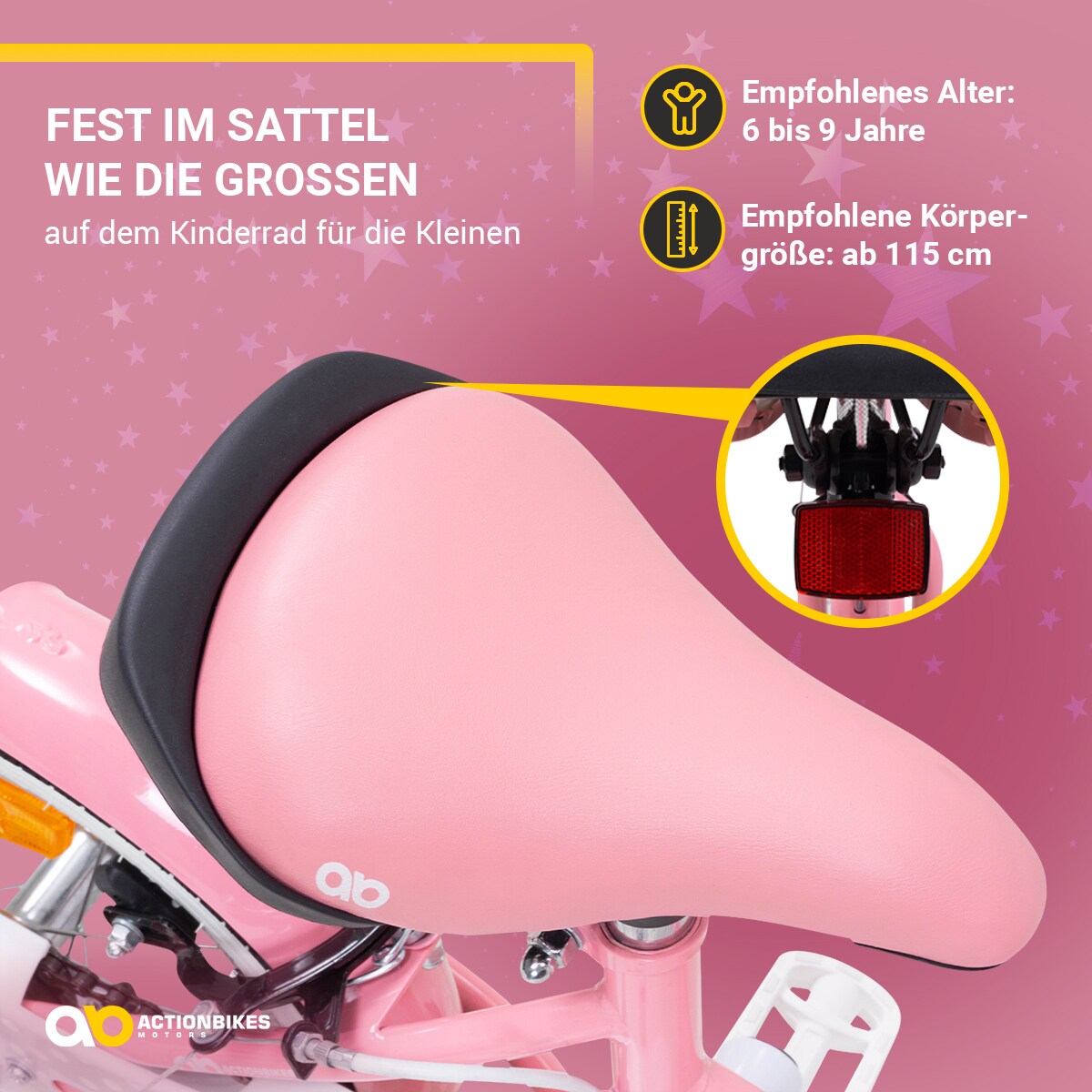 Actionbikes Kinderfahrrad Starlight 20 Zoll, Rosa, Fahrradständer, Korb, Klingel, Kettenschutz (Classic)