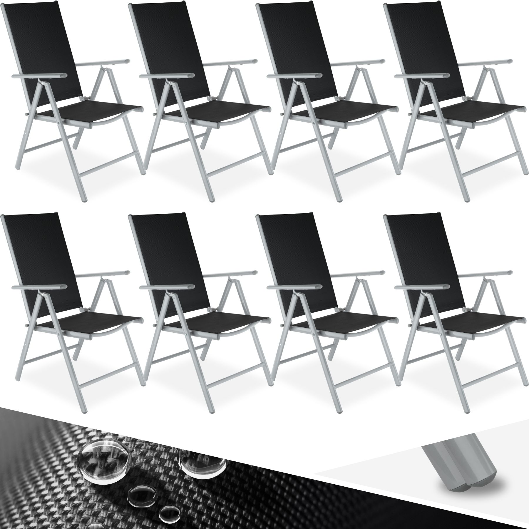 tectake® 8er Set Gartenstuhl, klappbar, 7-fach verstellbare Rückenlehne, 67 x 56 x 105 cm