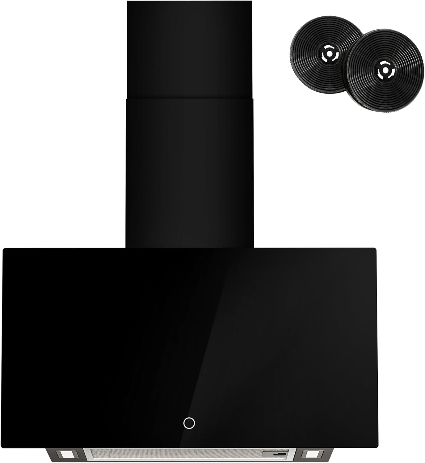 FIREGAS Dunstabzugshaube 60cm mit bürstenlosem DC Motor,Umluft oder Abluftbetrieb,Kopffreihaube m. 3 Leistungsstufen, inkl.5-lagiger Aluminium und Aktivkohlefilter