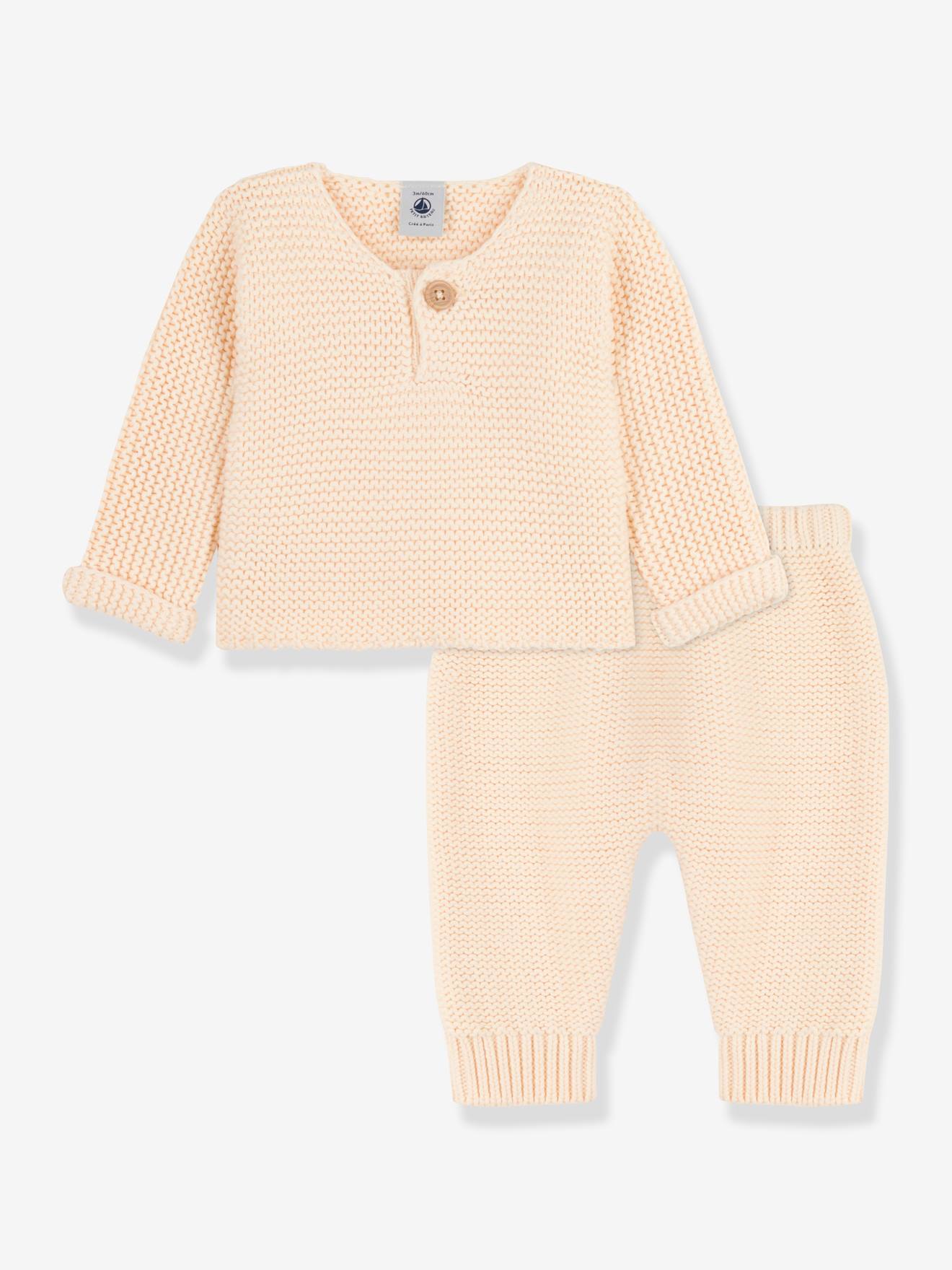 Conjunto de malha de algodão orgânico branco PETIT BATEAU de duas peças