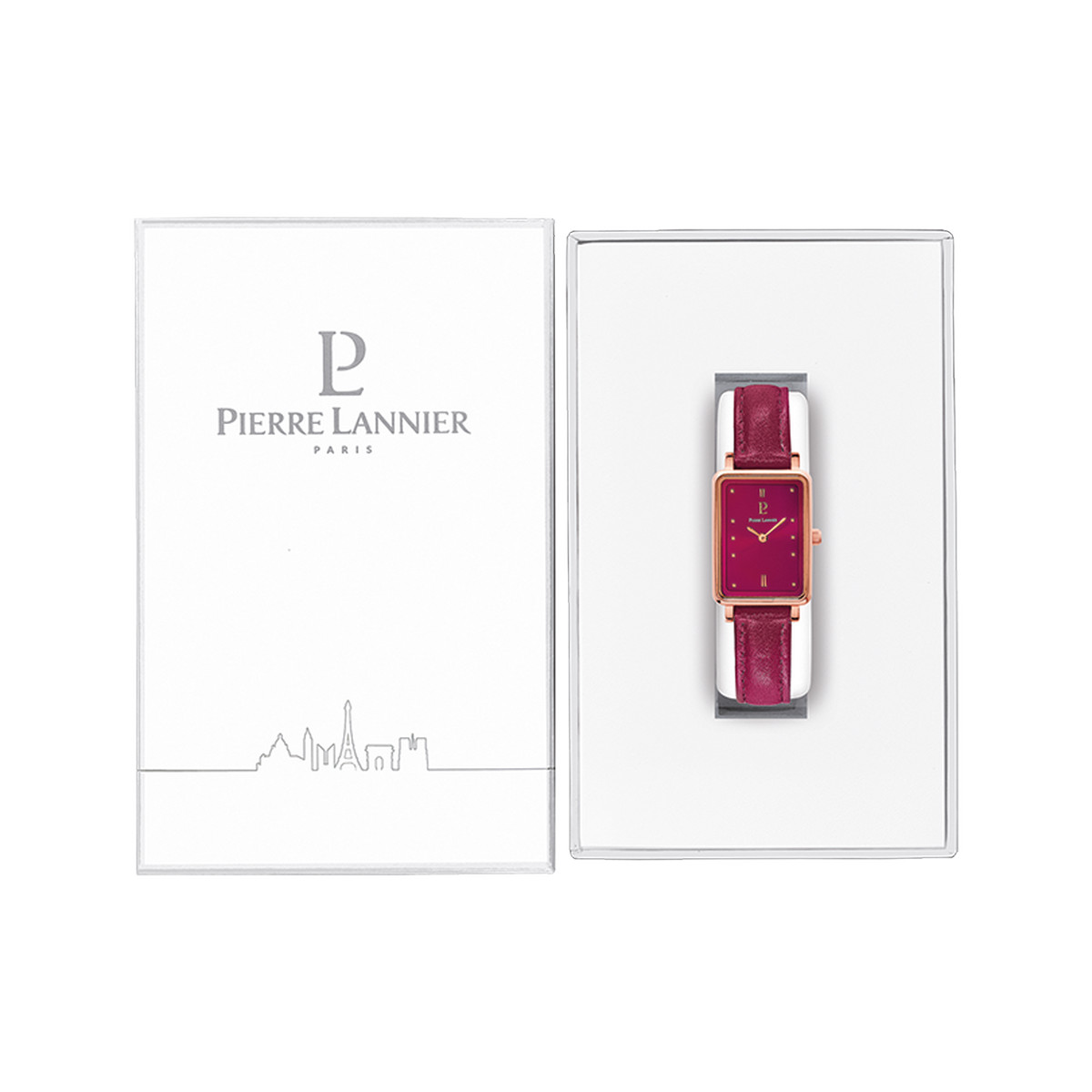 Montre PIERRE LANNIER ariane femme bracelet cuir framboise