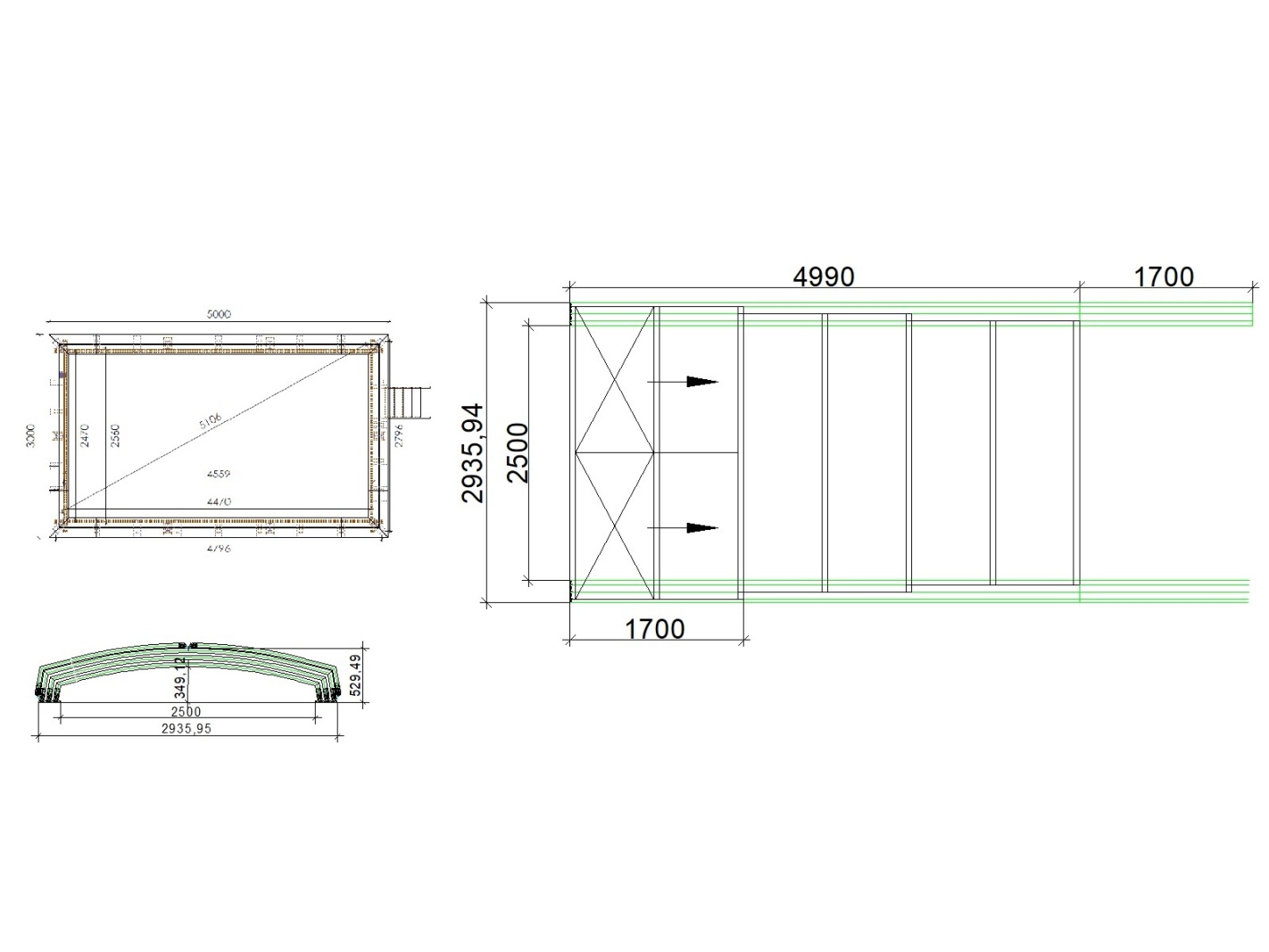 Abri de piscine skyline pour les modèles 5x3 m - bas86, bas786 - polycarbonate alvéolaire 8 mm - couleur ral7016 graphite
