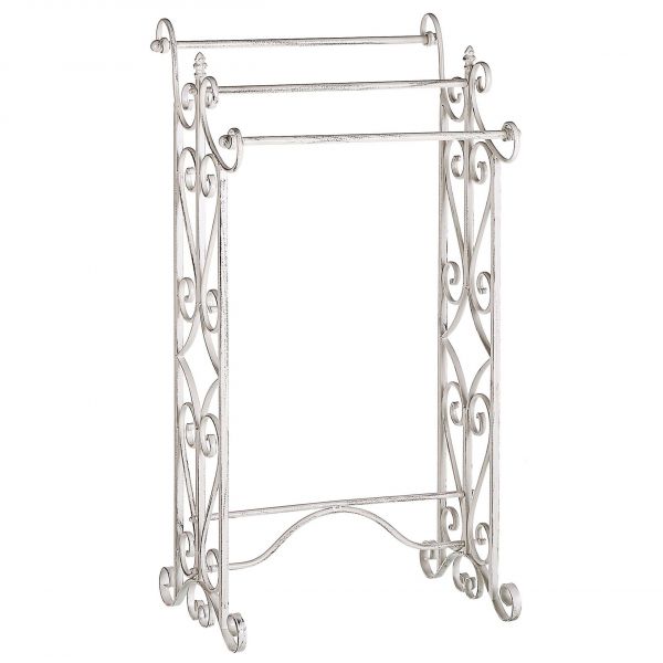 Beliani Suporte para Toalha Chillan de Ferro Branco 45x34x90