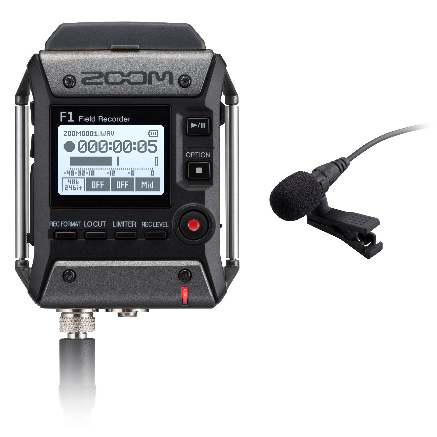 Zoom F1-LP fieldrecorder met dasspeldmicrofoon