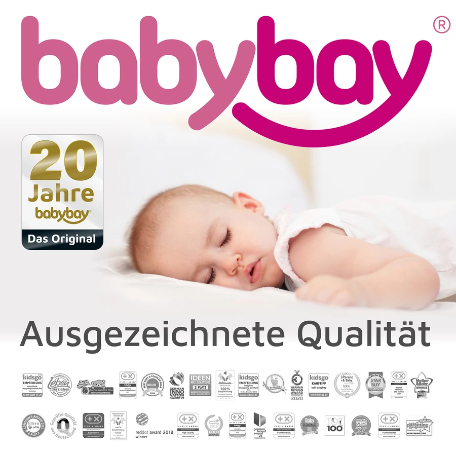 babybay Maxi Comfort Plus Beistellbett weiß mit Matratze Classic Cotton Soft