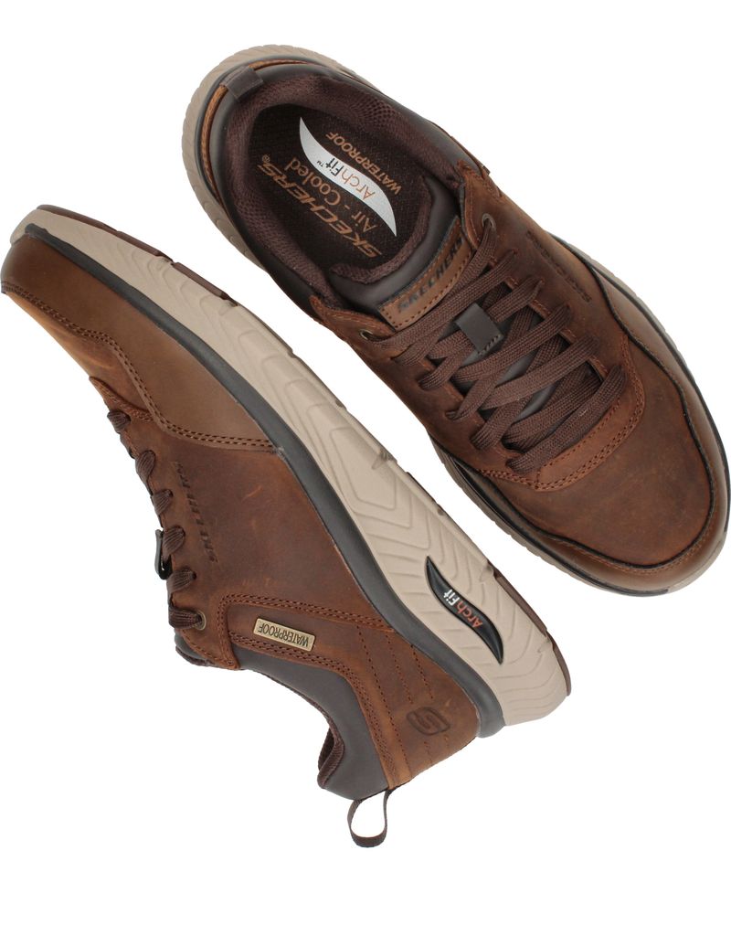 Skechers Arch Fit Crosser Waterproof Sneakers Bruin Heren