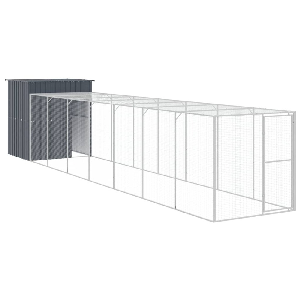 Poulailler avec cour anthracite 165x863x181 cm acier galvanisé
