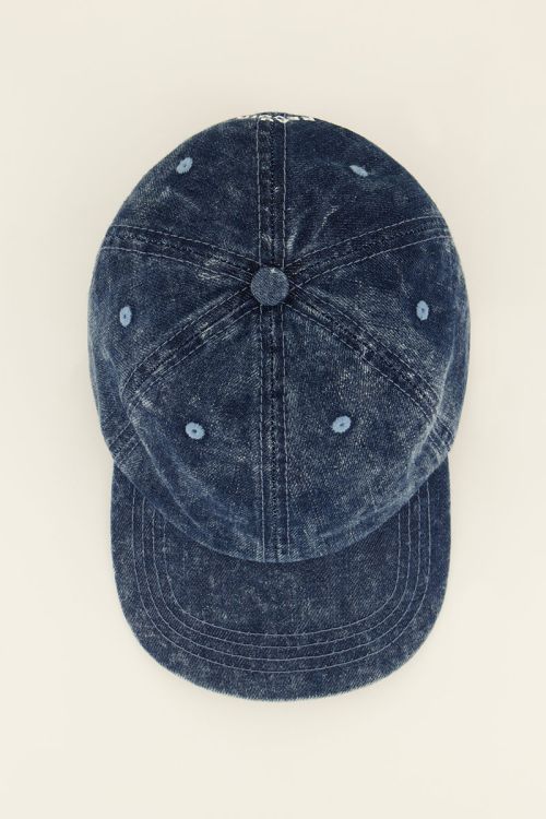 Donkerblauwe denim pet au revoir