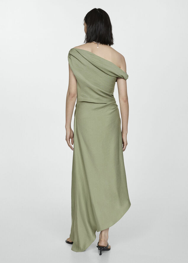 MANGO Asymmetrical pleated dress Medium green
