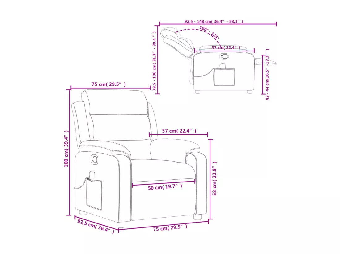 Fauteuil de massage inclinable Cappuccino Similicuir