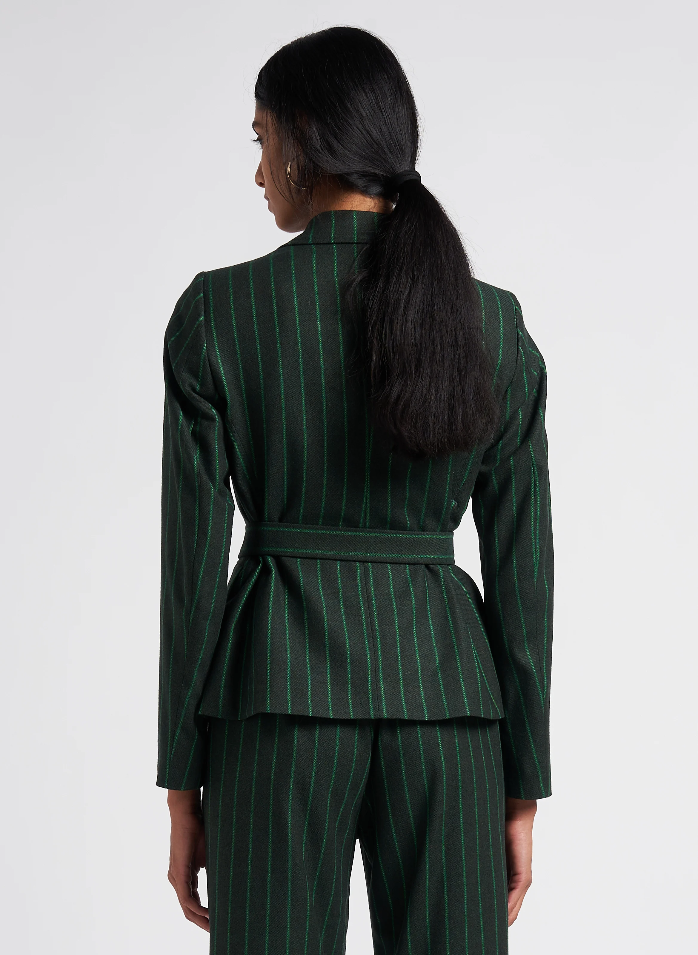 VANIO - Veste ajustée col tailleur à rayures | Vert