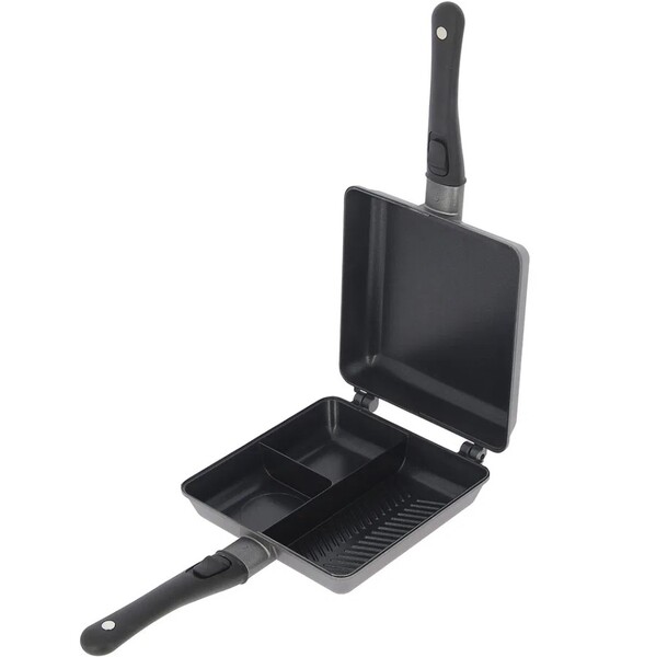 Poêle compartimentée NGT Dynamic Grill – 3 sections avec couvercle et poignées amovibles