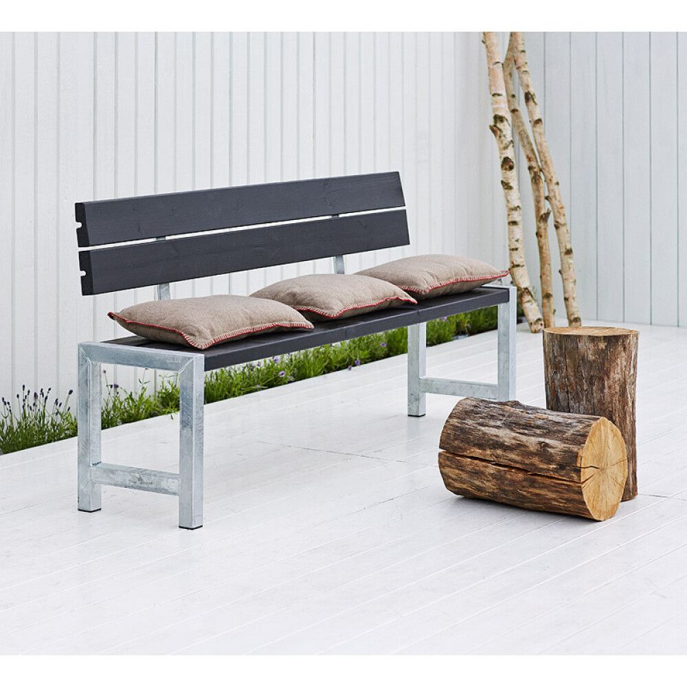 HAGEBENK PLUS MED RYGGSTØTTE 176CM SVART