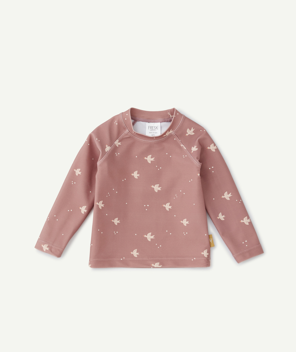 FRESKT-SHIRT ANTI-UV HIRONDELLES VIEUX ROSE