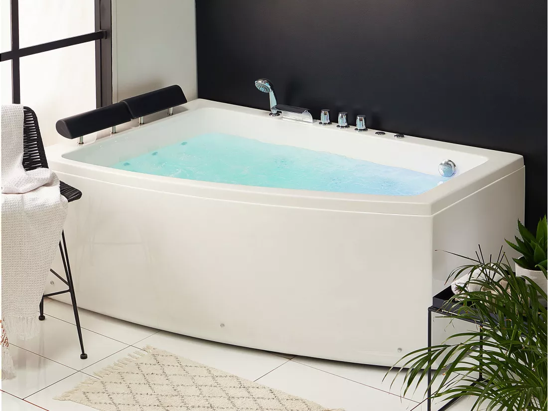 Baignoire d'angle droit blanche 182 x 122 cm SERRANA