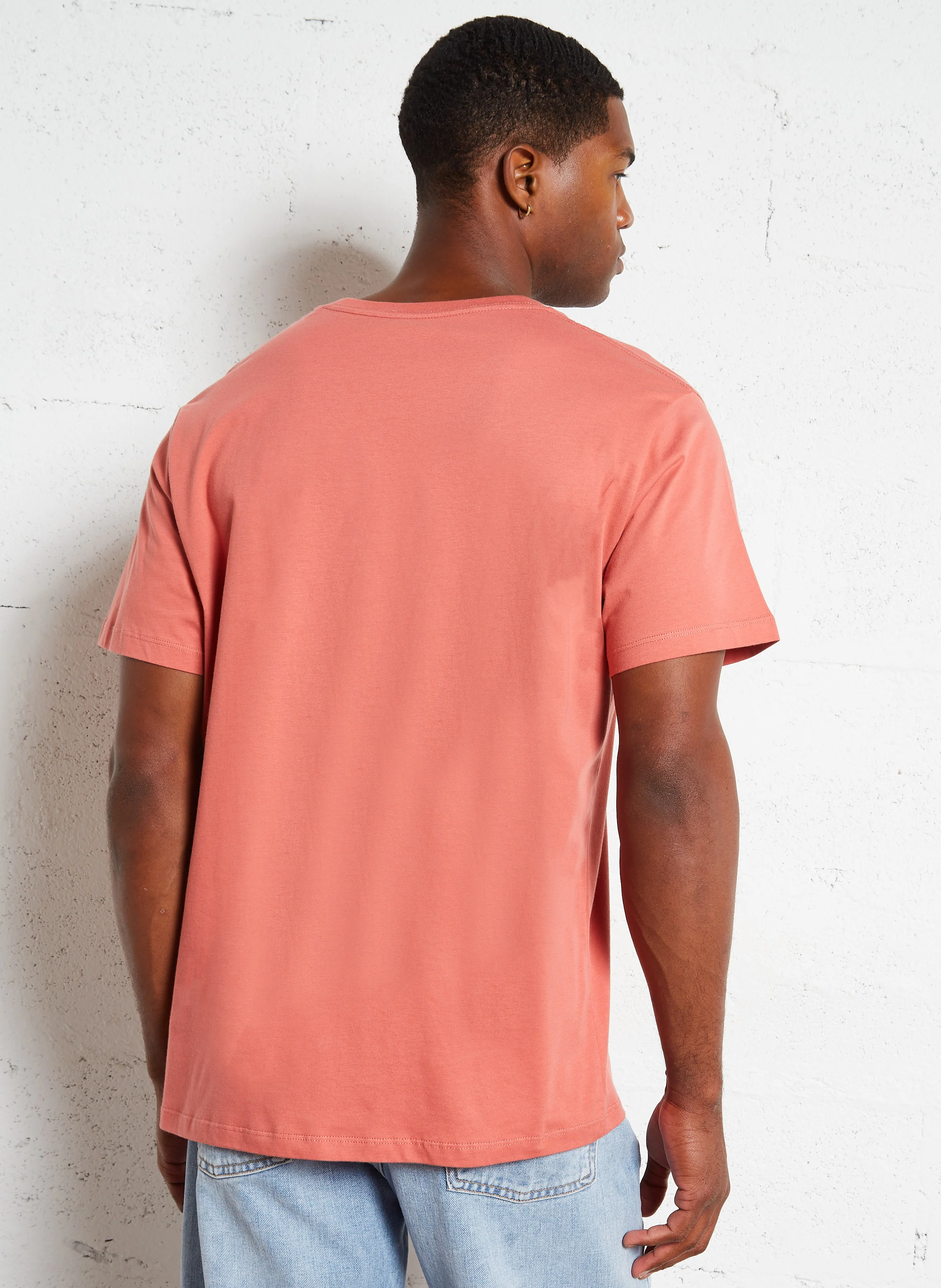 Tee-shirt col rond sérigraphié en coton | Marron