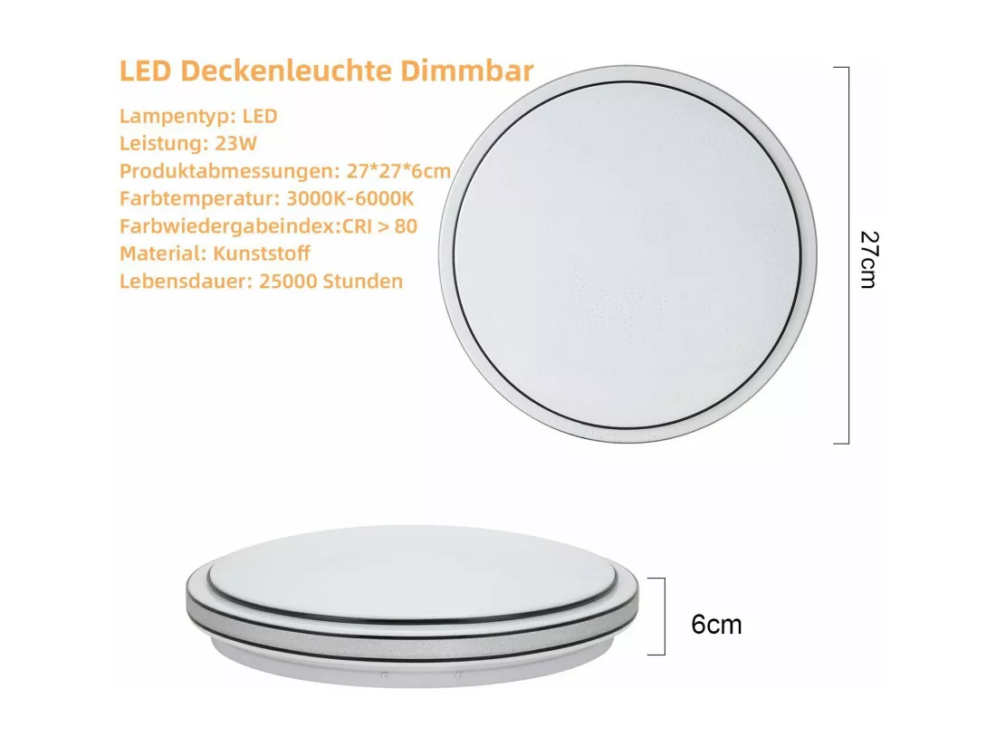 NETTLIFE Plafonnier LED Moderne Rond 40cm Ciel Étoilé Intensité Variable avec Télécommande Lampe de Chambre 44W pour Salon Cuisine Couloir