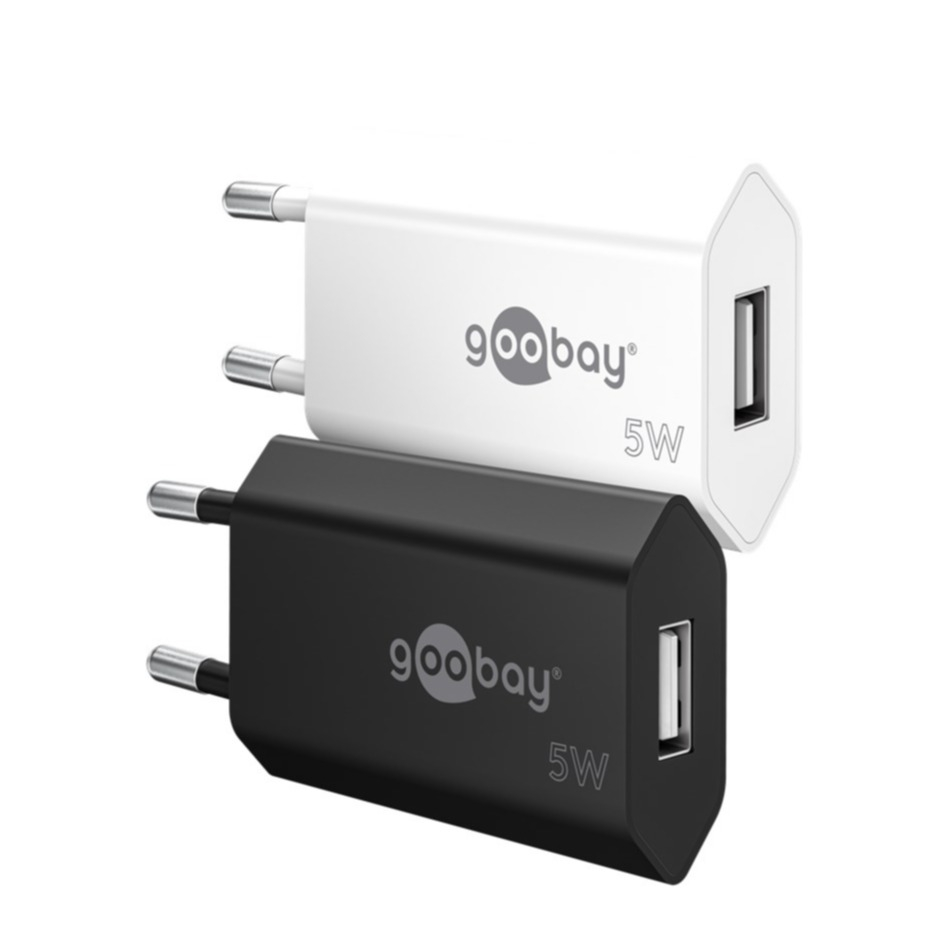 (5W/1A) USB A Ladegerät Netzteil (44949) - Schwarz