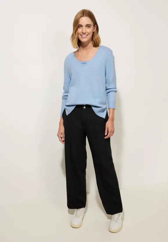 Pullover mit V-Ausschnitt - feather blue melange