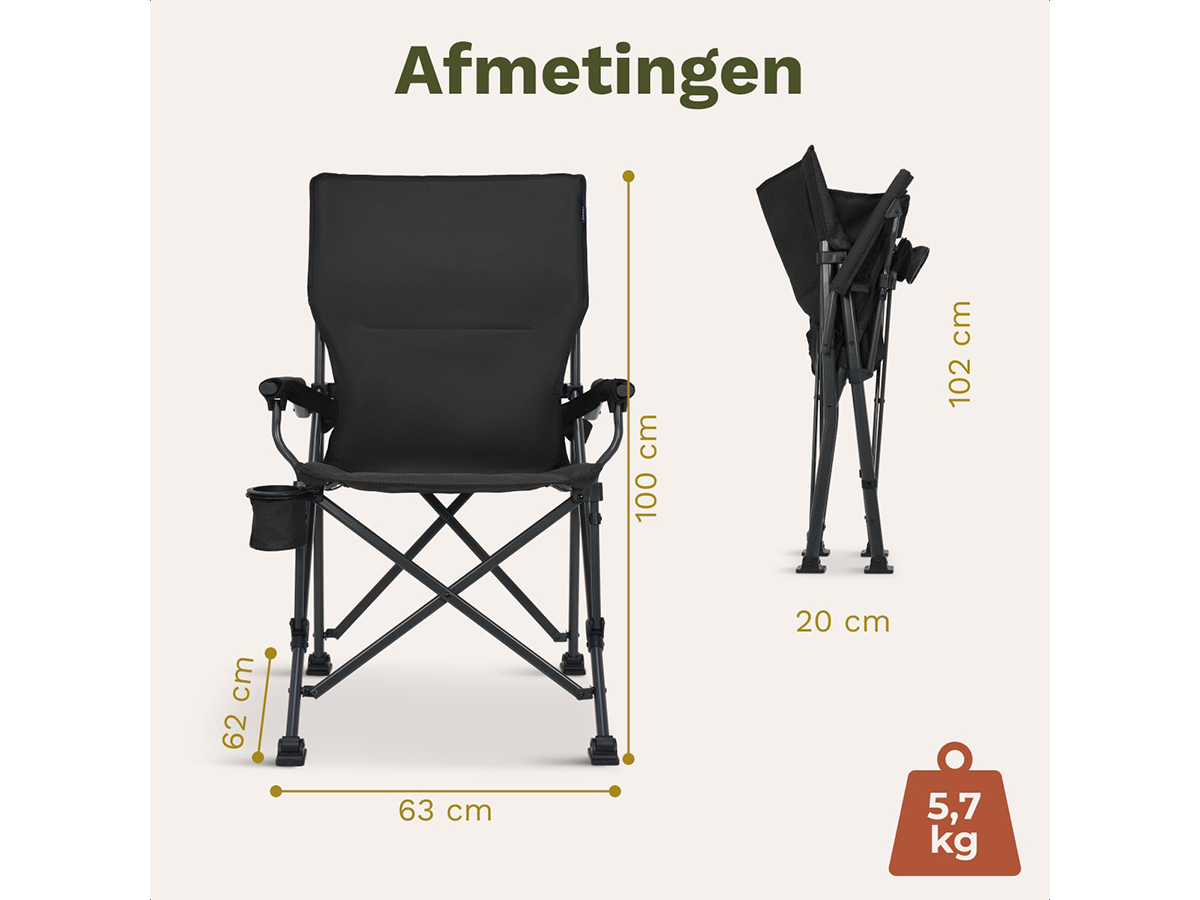 Trvlmore Ergonomic vouwstoel - Black