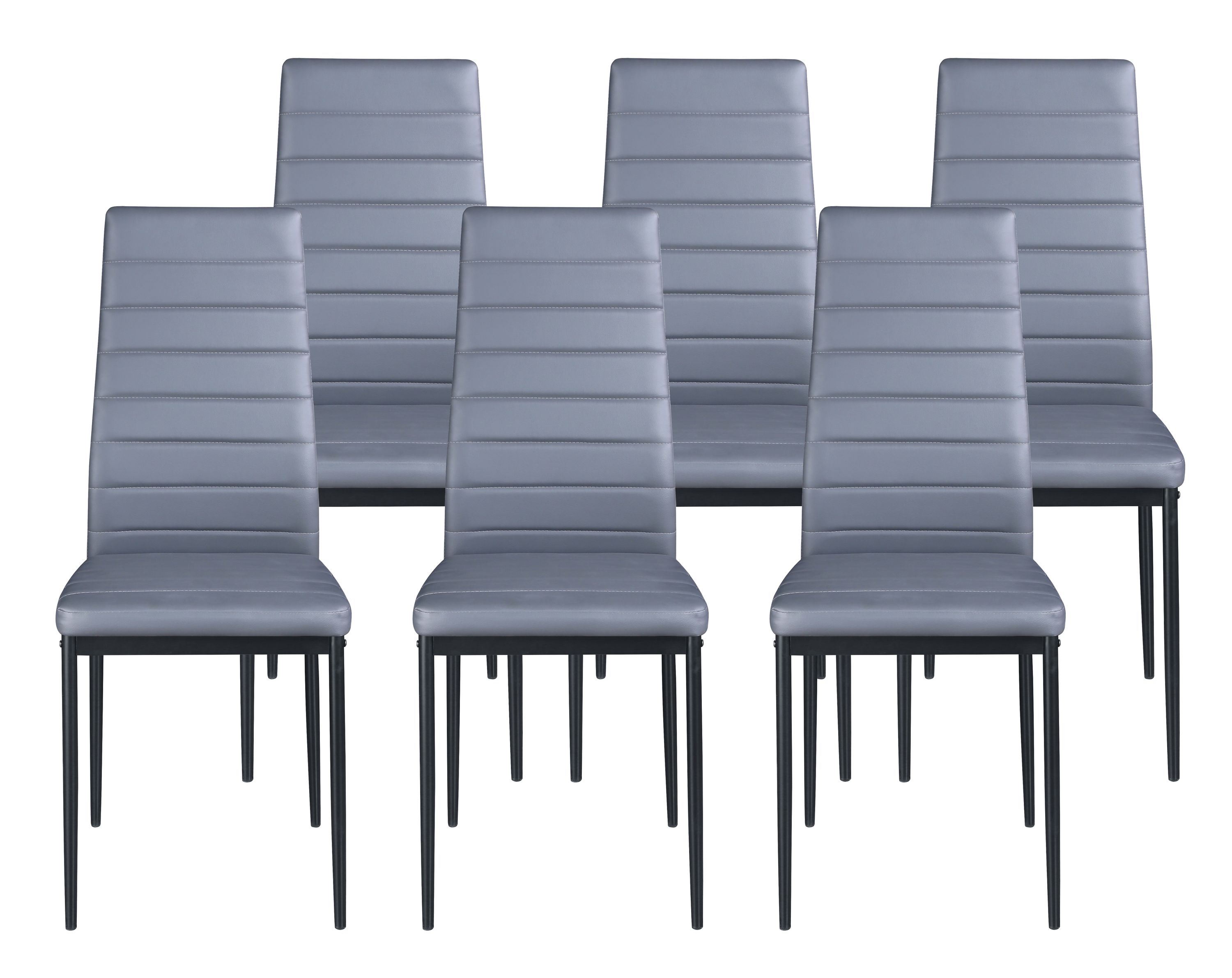 Esszimmerstuhl Leder TIM 6er Set grau