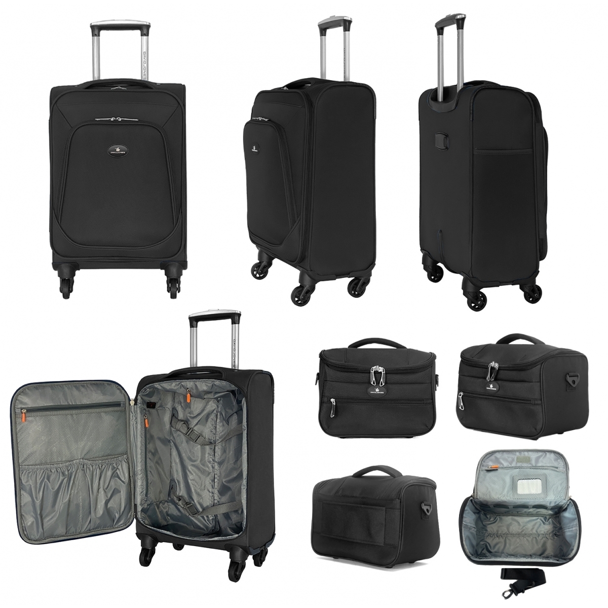 David Jones Lot de 3 valises souples extensibles plus 1 vanity David Jones