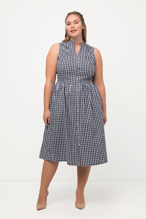 Trachtenkleid, Karo, V-Ausschnitt, Taschen, ärmellos
