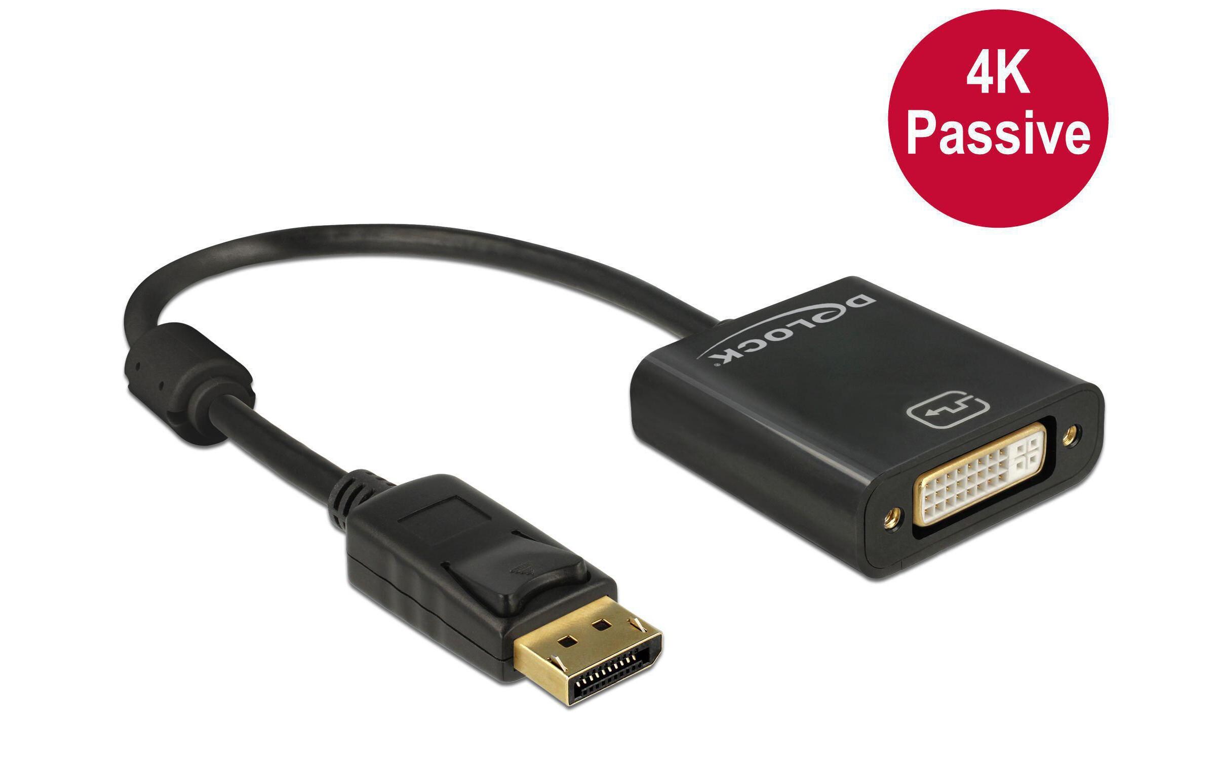 Adapter Displayport - DVI passiv, 4K, schwarzAdapter Displayport zu DVI