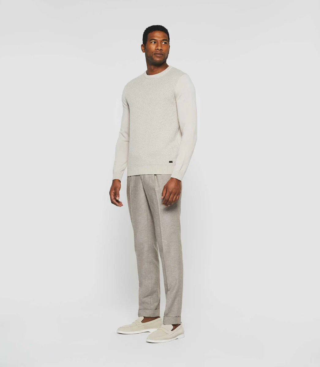 Pull col rond beige 