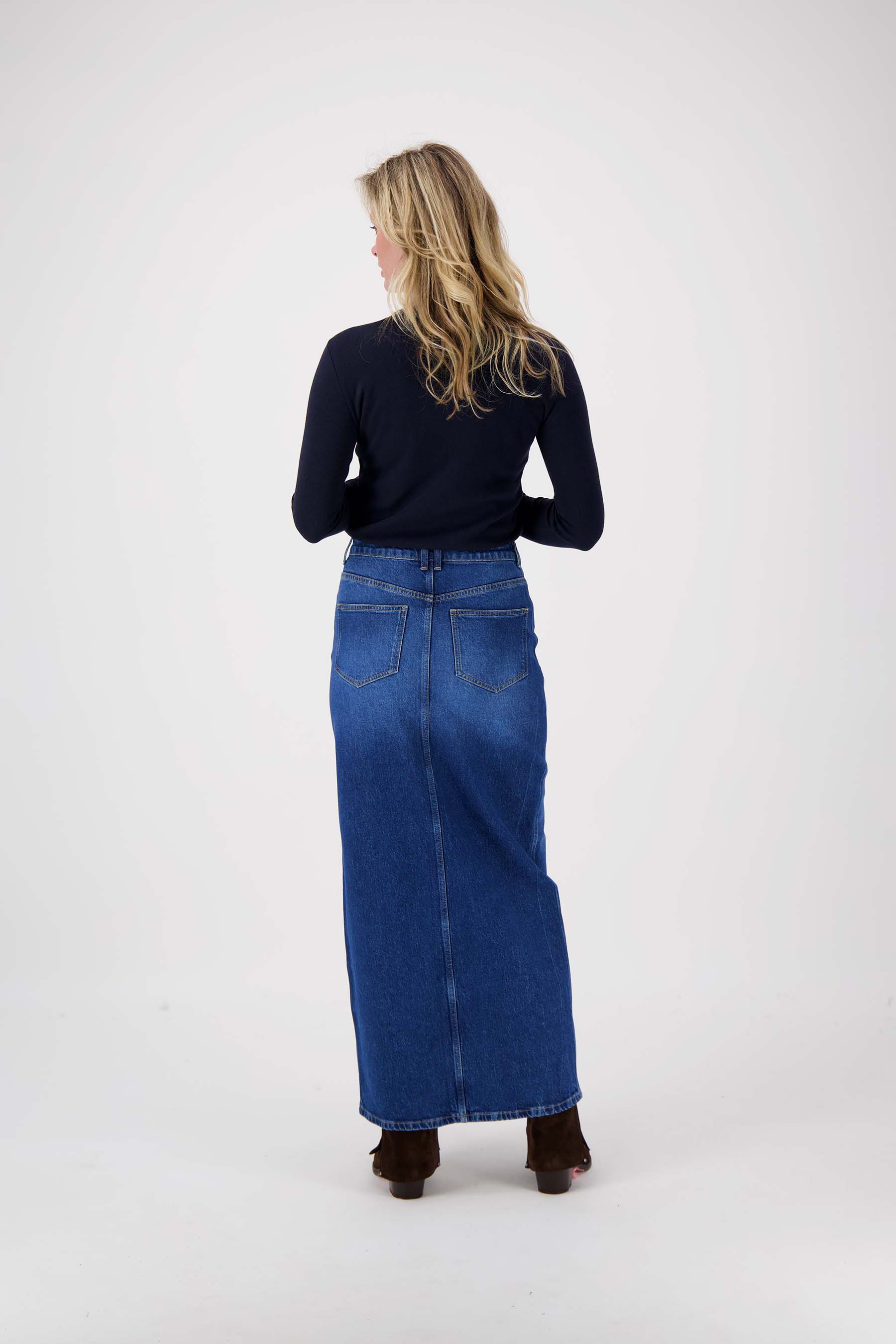 lange denim stretch rok