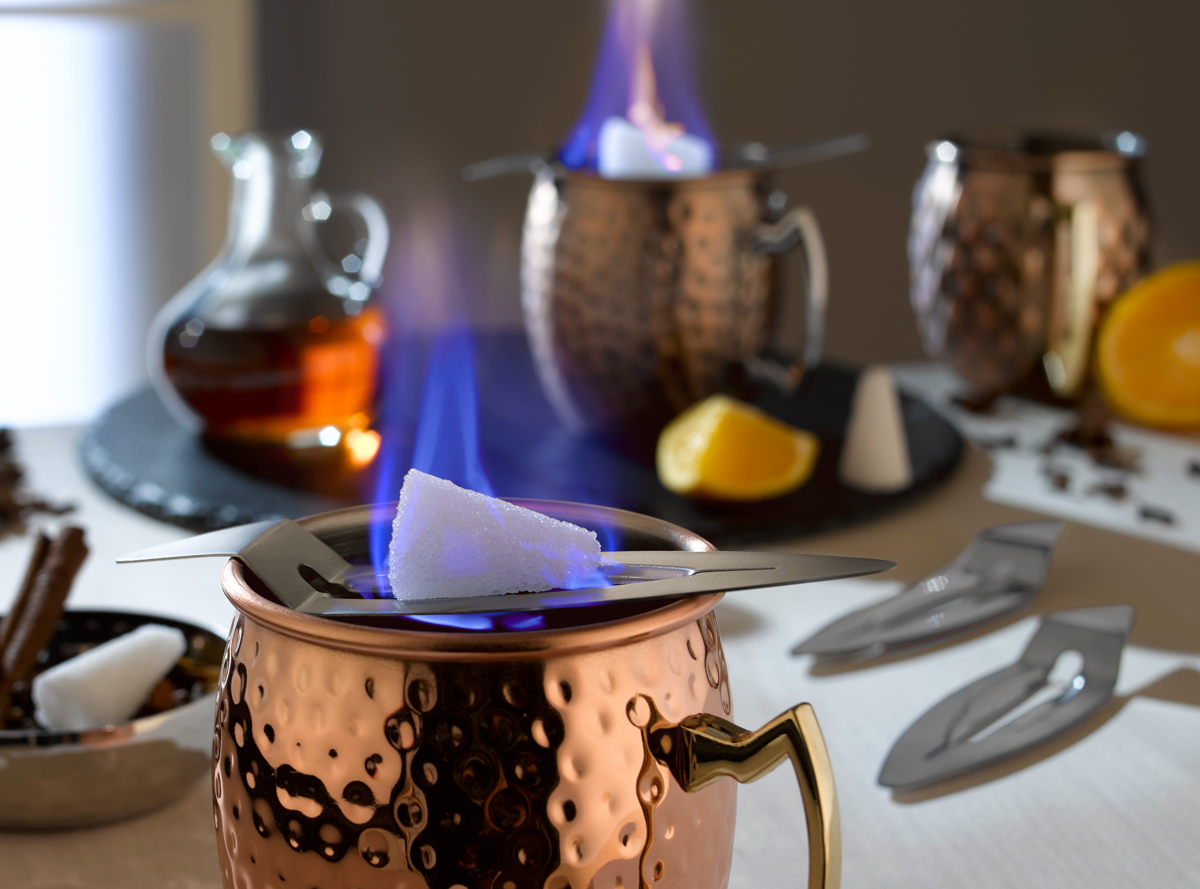 APS Mini-Feuerzangen Set, 6 Mini-Zuckerzangen für Feuerzangenbowle, rostfreier Edelstahl, 50 Mini-Zuckerhüte