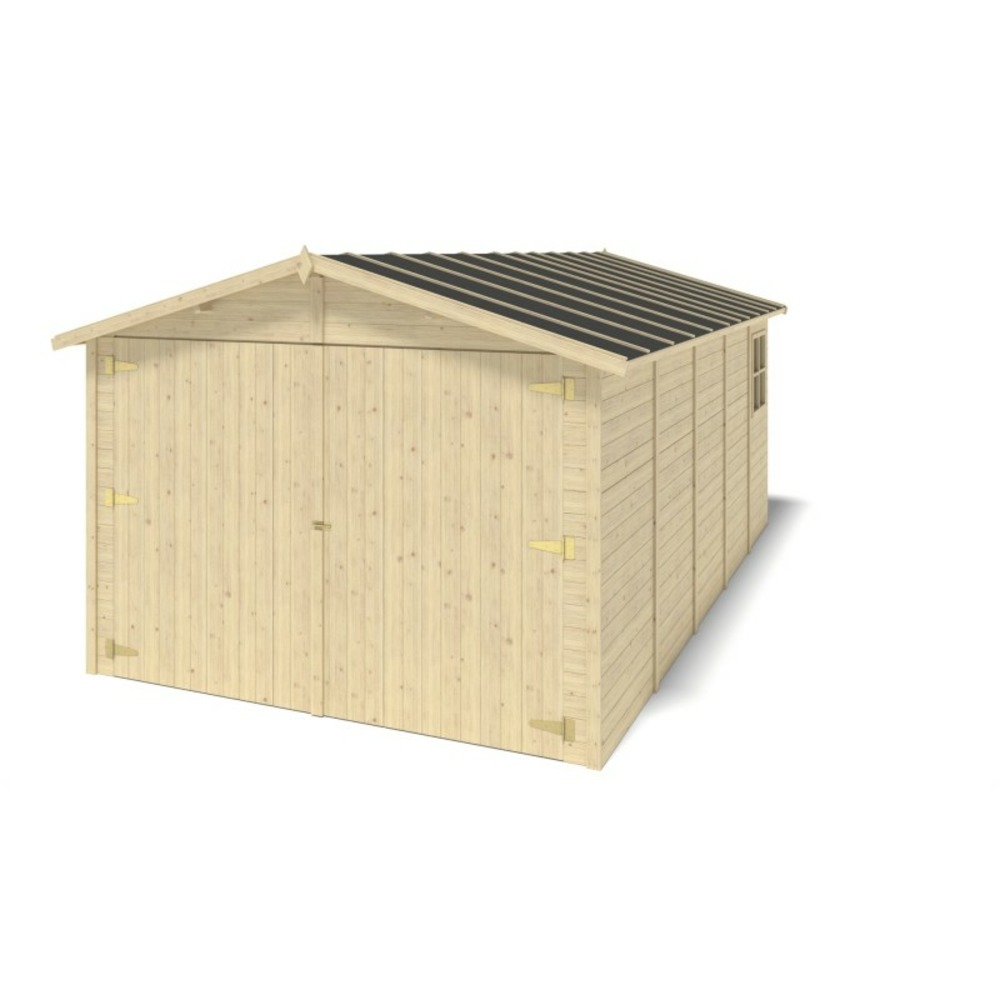 Garage en bois - 14,94m2 - 3,05x4,93m - ep. 18mm - couleur: naturel