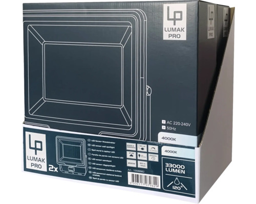 LUMAK PRO LED Sensor Wandlamp IP44 200W 33000 lm 4000 K Stroomkabel 3G1.0 mm² H05RN-F 0.5 m + Snelkoppeling