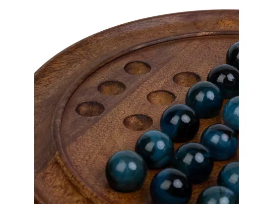 Solitaire en bois, verre et marbre d30x2h