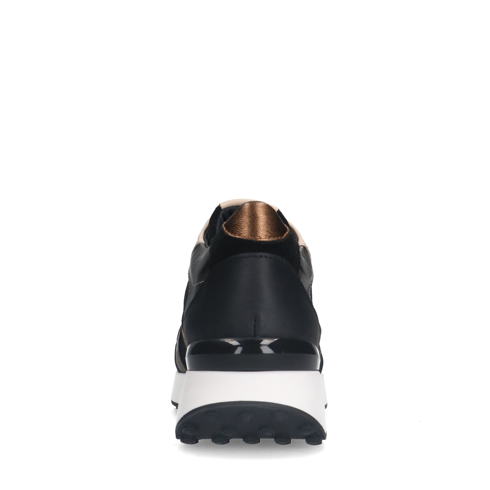 Zwarte leren sneakers met bronze details