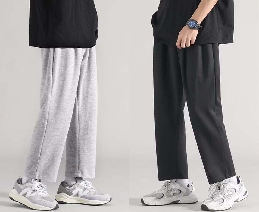 Jozev - Effen cropped rechte joggingbroek met trekkoord in de taille