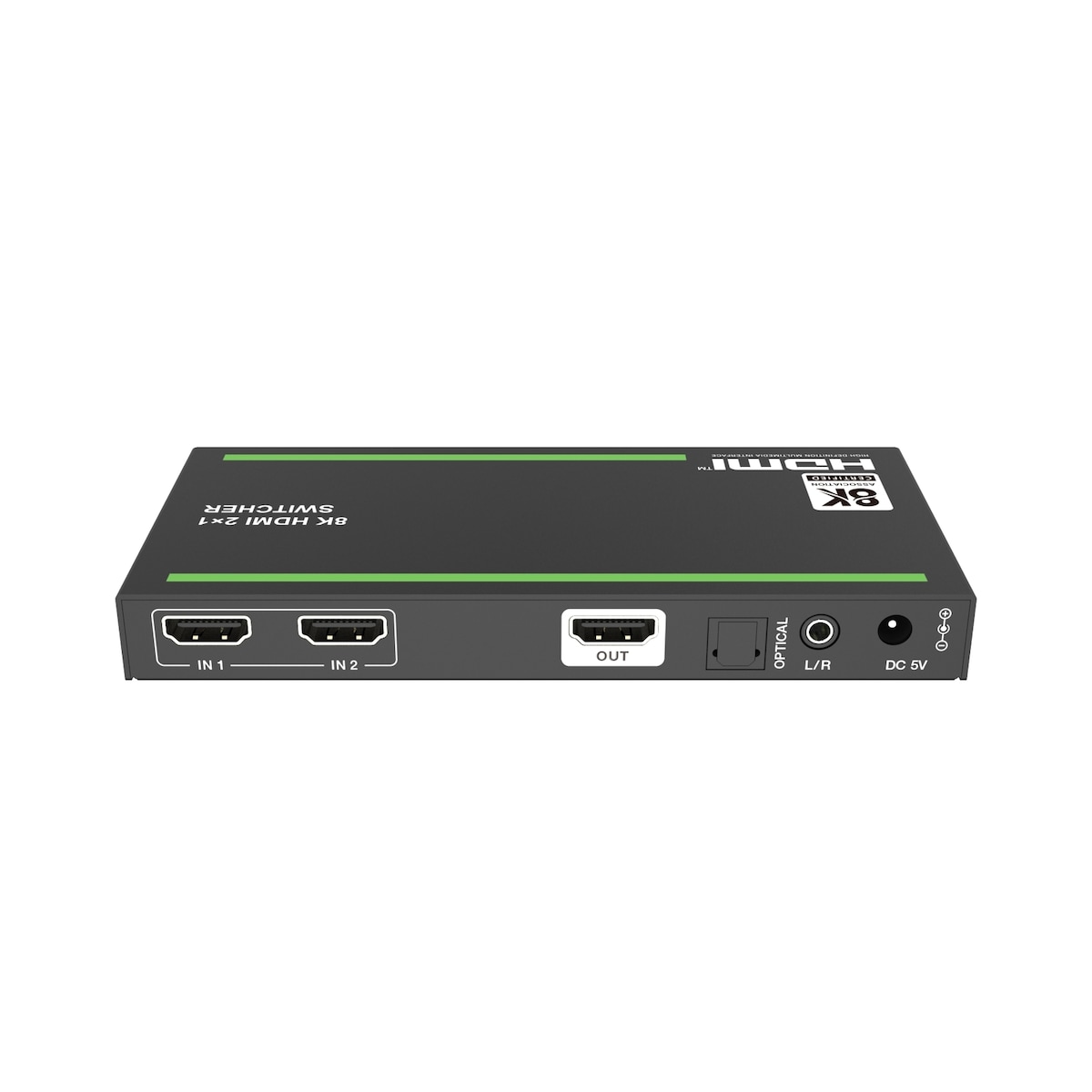 NÖRDIC 8K HDMI 2.1 Switch og Extractor 2 til 1 8K60Hz 4K120Hz CEC HDR Dolby Atmos, True HD, Digital Plus, DTS-HD Master