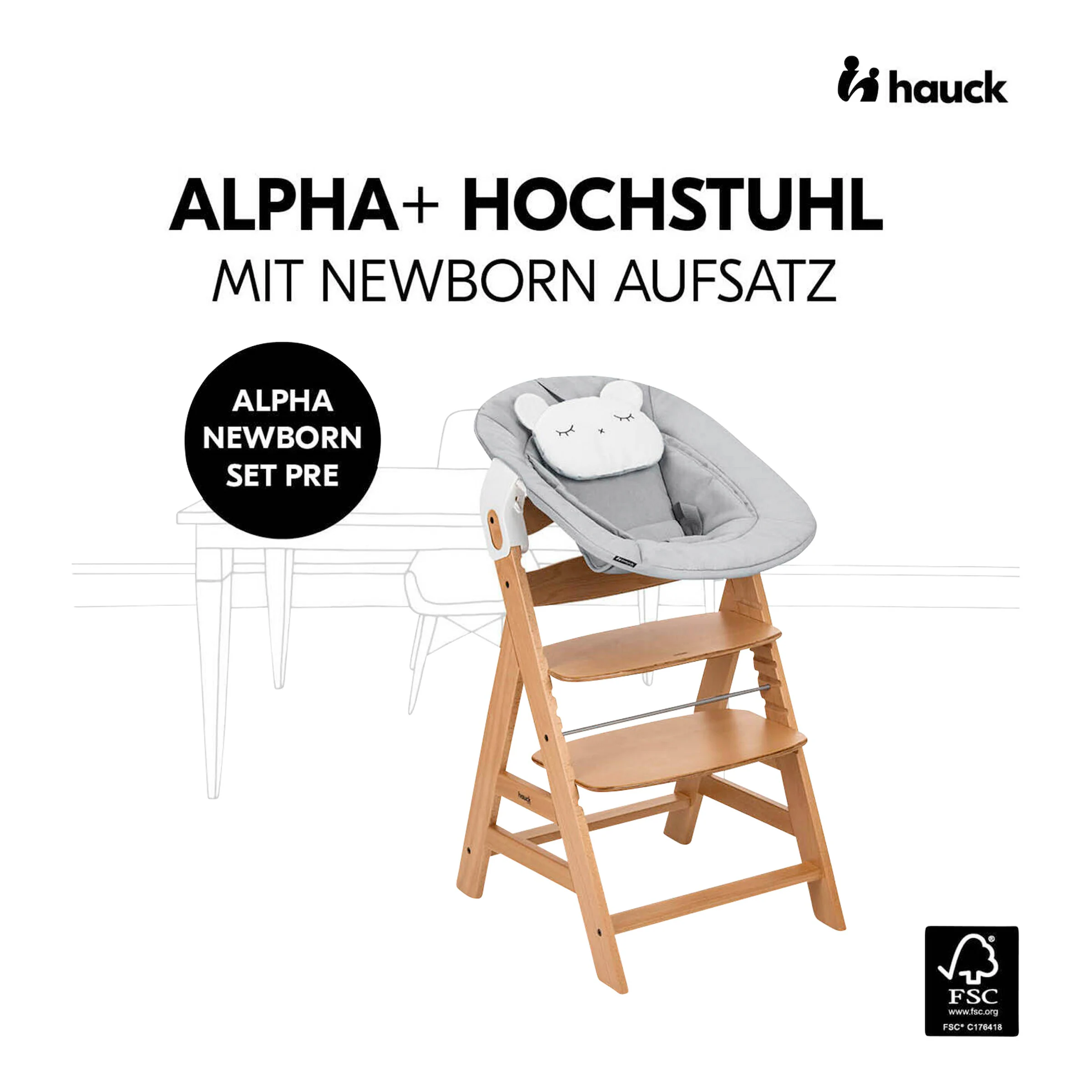 Hauck Hochstuhl Alpha + inkl. Newborn Set Premium